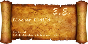 Blocher Előd névjegykártya